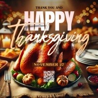 สีน้ำตาล Thanksgiving Celebration Wpis na Instagrama Template