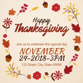 Happy Thanksgiving Party Invitation Video Advert Square (1:1) template