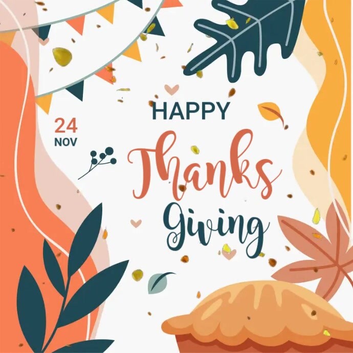 happy thanksgiving social media post template PosterMyWall