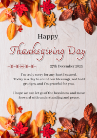 Happy Thanksgiving Sorry Message A5 template