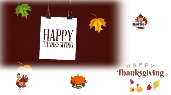 Happy Thanksgiving Video Цифровой дисплей (16 : 9) template