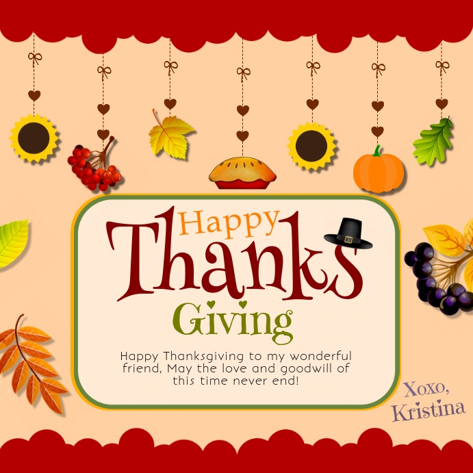 Happy Thanksgiving Wish Instagram Image Wpis na Instagrama template