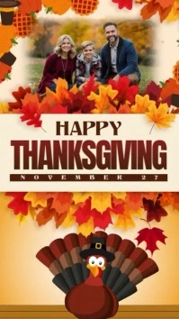 Happy Thanksgiving With family Photo เรื่องราวบน Instagram template