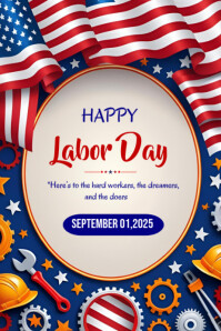 Happy USA labor day template 2025 Banner 4' × 6'