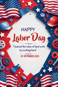 Happy USA labor day template 2025 Cartel de 4 × 6 pulg.