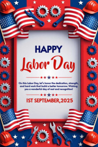 White Labor Day Celebration Spanduk 4' × 6' Template