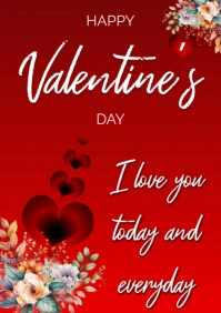 Happy Valentin's day card flyer A5 template