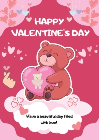 Happy Valentine's Day card A6 template