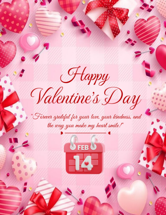 Happy Valentine's Day Flyer Template 2025 Ulotka (US Letter)