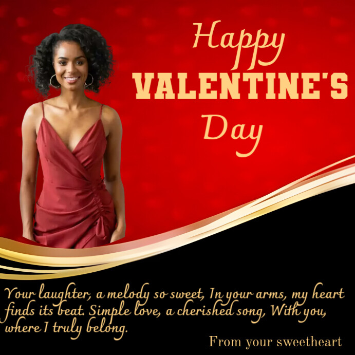 Happy Valentine's day card with romantic poem Square (1:1) template