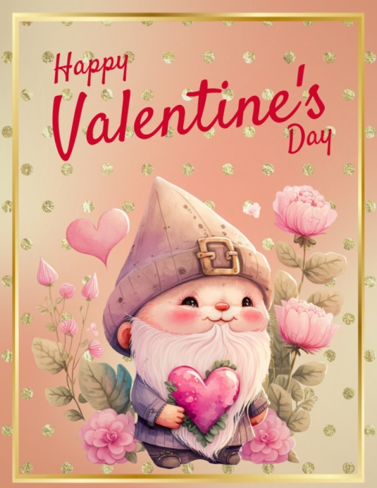 Happy Valentine's day gnome greetings Flyer (US Letter) template