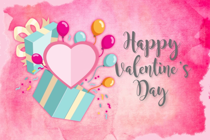 Happy Valentine's Day Greeting Card Etykieta template