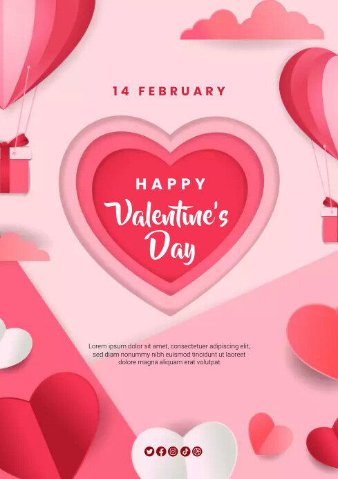 Happy Valentine's Day Greeting Poster A4 template