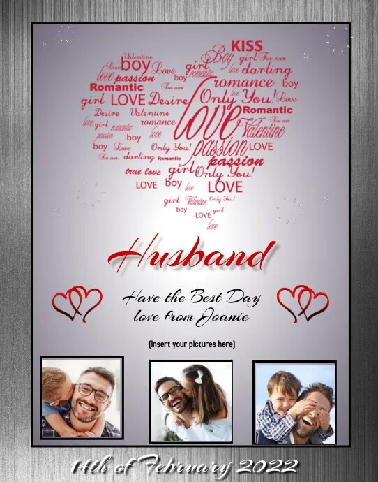 Happy Valentine's Day Husband Plakat/tablica ścienna template