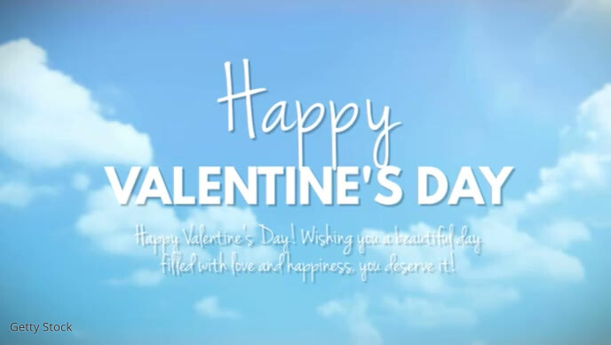 Happy Valentine's Day Message Hearts Balloons Facebook Cover Video (16:9) template