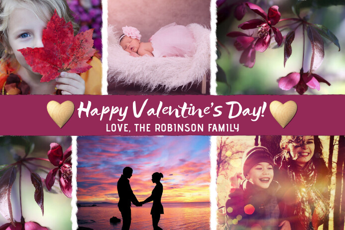 Happy Valentine's Day Photo Collage Card Label template