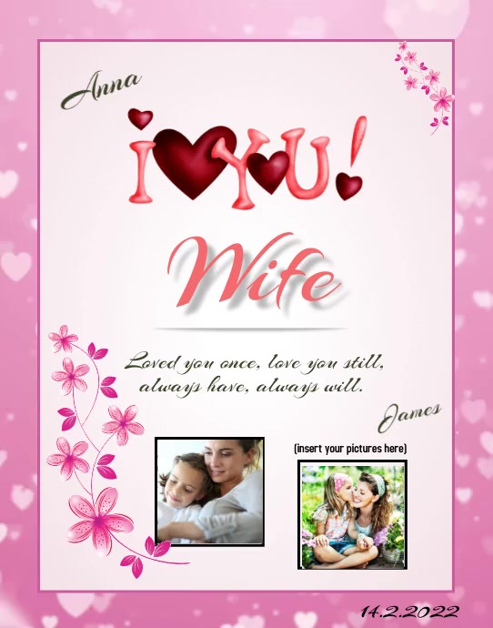 Happy Valentine's Day WIFE Poster/Wallboard template