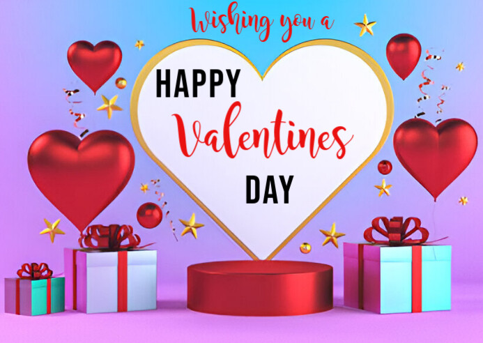 Happy valentine day poster ad design Postcard template