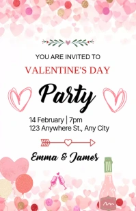 happy valentines day party invitation cards Half Page Wide template
