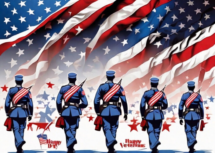 Happy veteran day Postal template