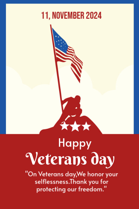 Happy Veterans day USA Poster 2024 Template | PosterMyWall