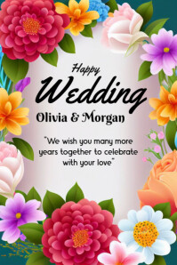 Happy Wedding Póster template