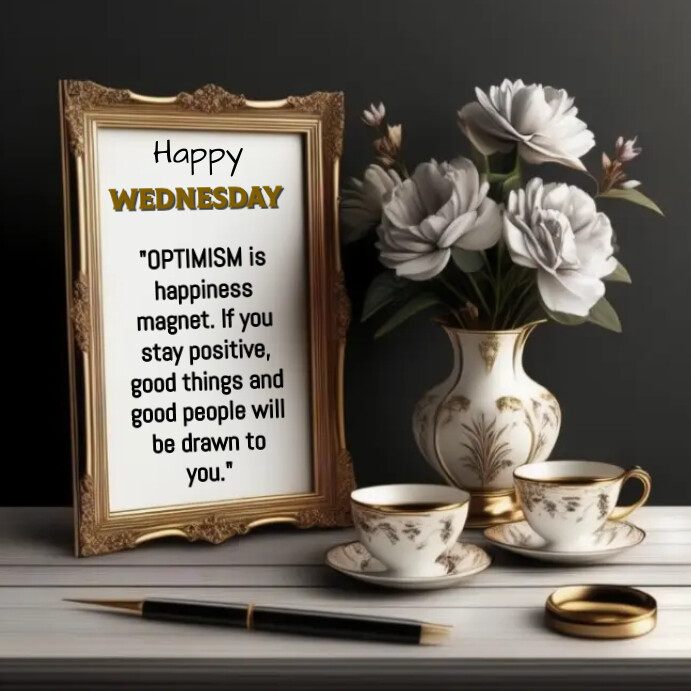 Wednesday Photo Frame Happy Wednesday background illustration post Template | PosterMyWall