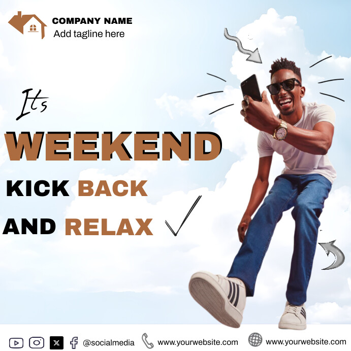 Happy weekend promotional online post template