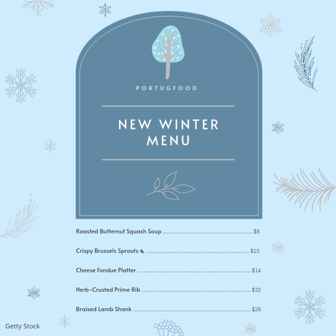Winter Menu Pattern Happy winter special menu square template | PosterMyWall