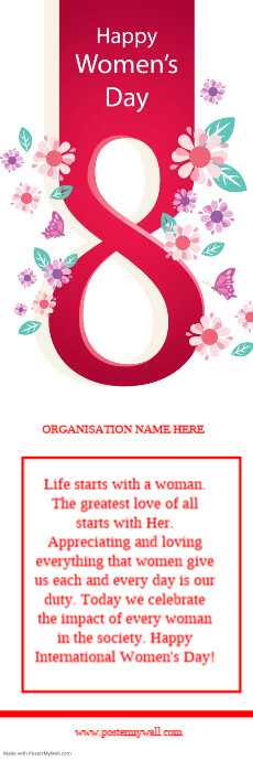 happy women's day Banner 2' × 6' template