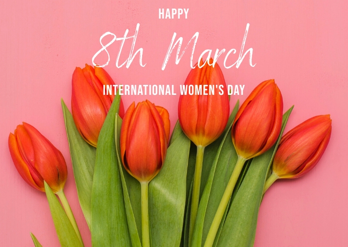 Happy Women's Day Postcard template
