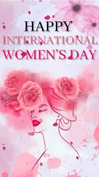 Happy Women Day Greeting Video Tampilan Digital (9:16) template