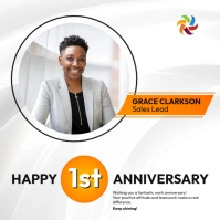 happy work anniversary message flyer โพสต์บน Instagram template