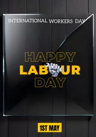 Happy workers day cut glass background card A3 template