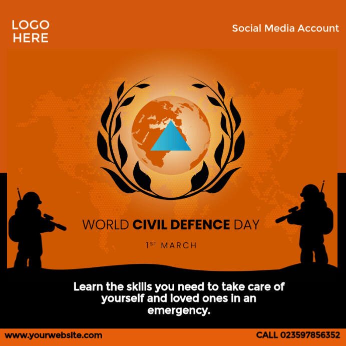 Happy World Civil Defense Day Instagram Post template