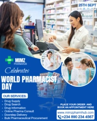 Happy world pharmacist day flyer Instagram Portrait template