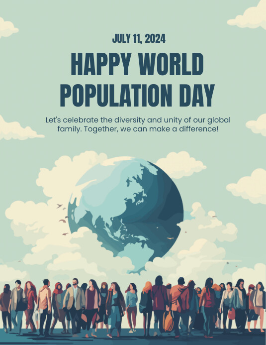 Happy World Population Day Flyer Volantino (US Letter) template