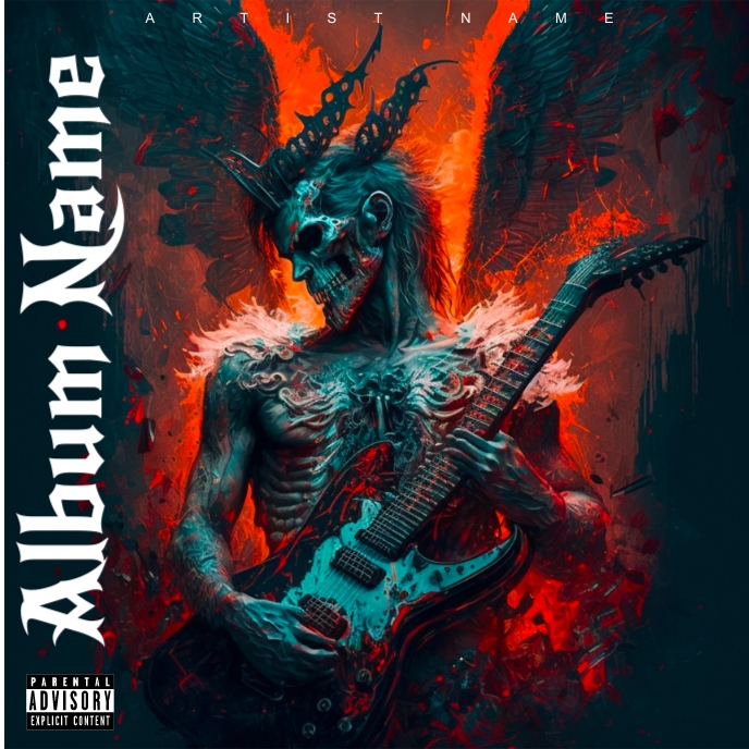 Demon Rapper Album Cover Copy of Hard Rock Album Cover Demon Guitar design | PosterMyWall