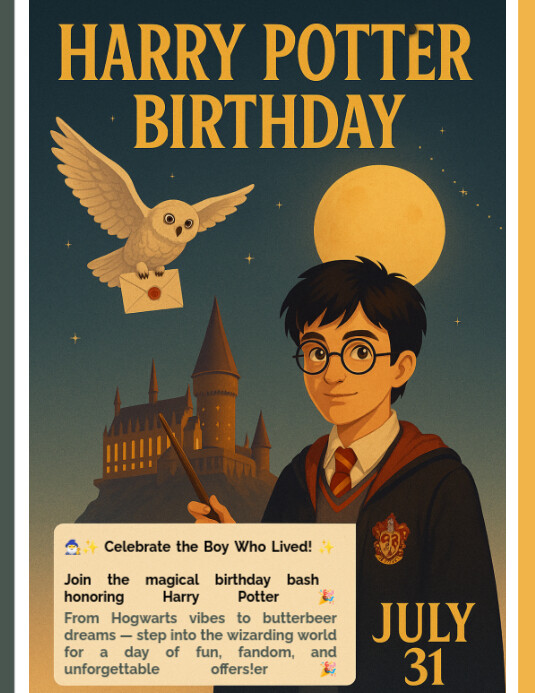Harry Potter Birthday Pamflet (VSA Brief) template