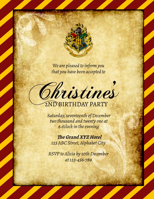 Harry Potter Birthday Invitation Flyer (Letter pang-US) template