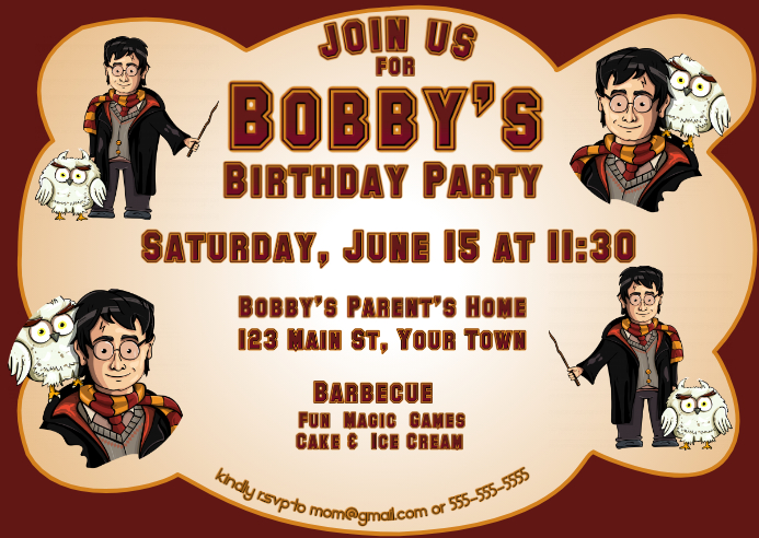Harry Potter Geburtstag Einladungsprospekt Vorlage Postermywall