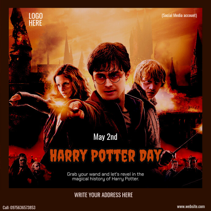 harry potter day Publicação no Instagram template