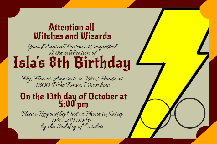 Harry Potter Invitation Poster template