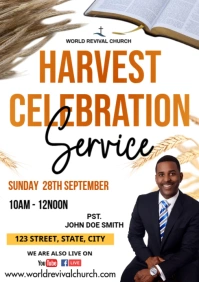 Harvest Church Service Flyer A3 template