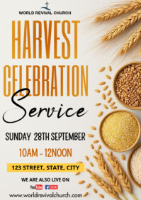 White Harvest Celebration Service A3 Template