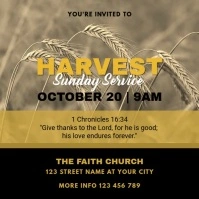 Harvest Sunday Service Church Invitation สี่เหลี่ยมจัตุรัส (1:1) template