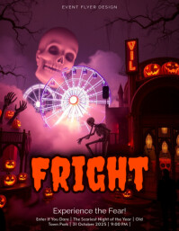 Haunted Carnival Chaos – Maximalist Halloween Flyer Design template