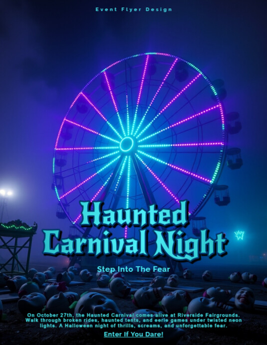 Haunted carnival halloween spooky night flyer editable template ...