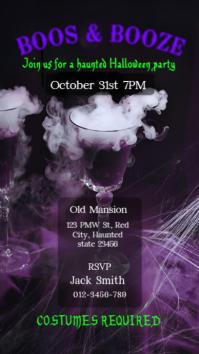 Haunted Halloween Party Instagram Story – Spooky Boos & Booze Invite Template"