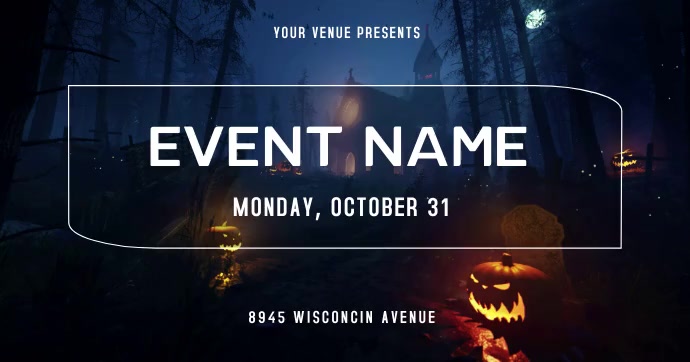 haunted house, Halloween, bar Image partagée Facebook template